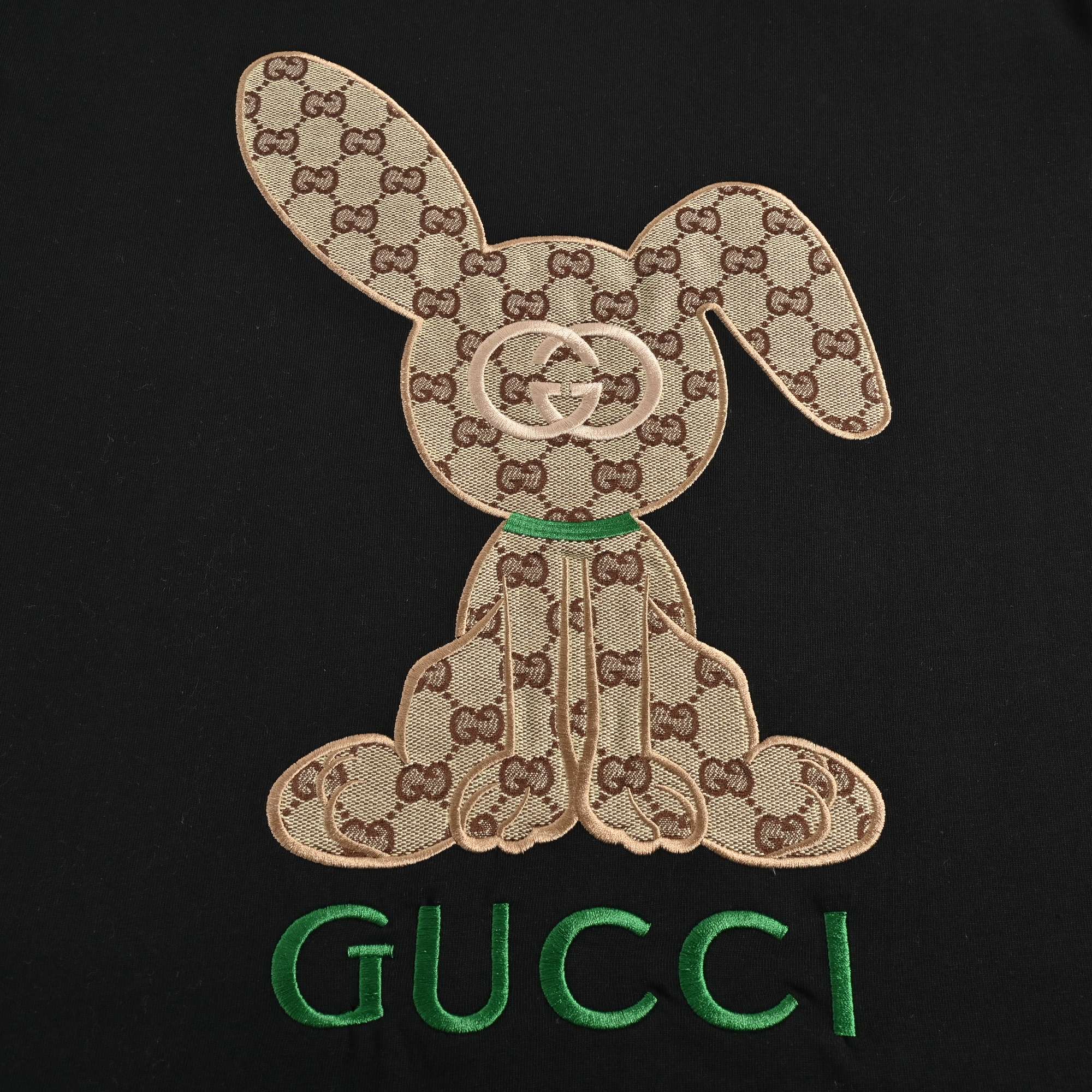 Gucci 23ss old flower rabbit patch embroidered short sleeve