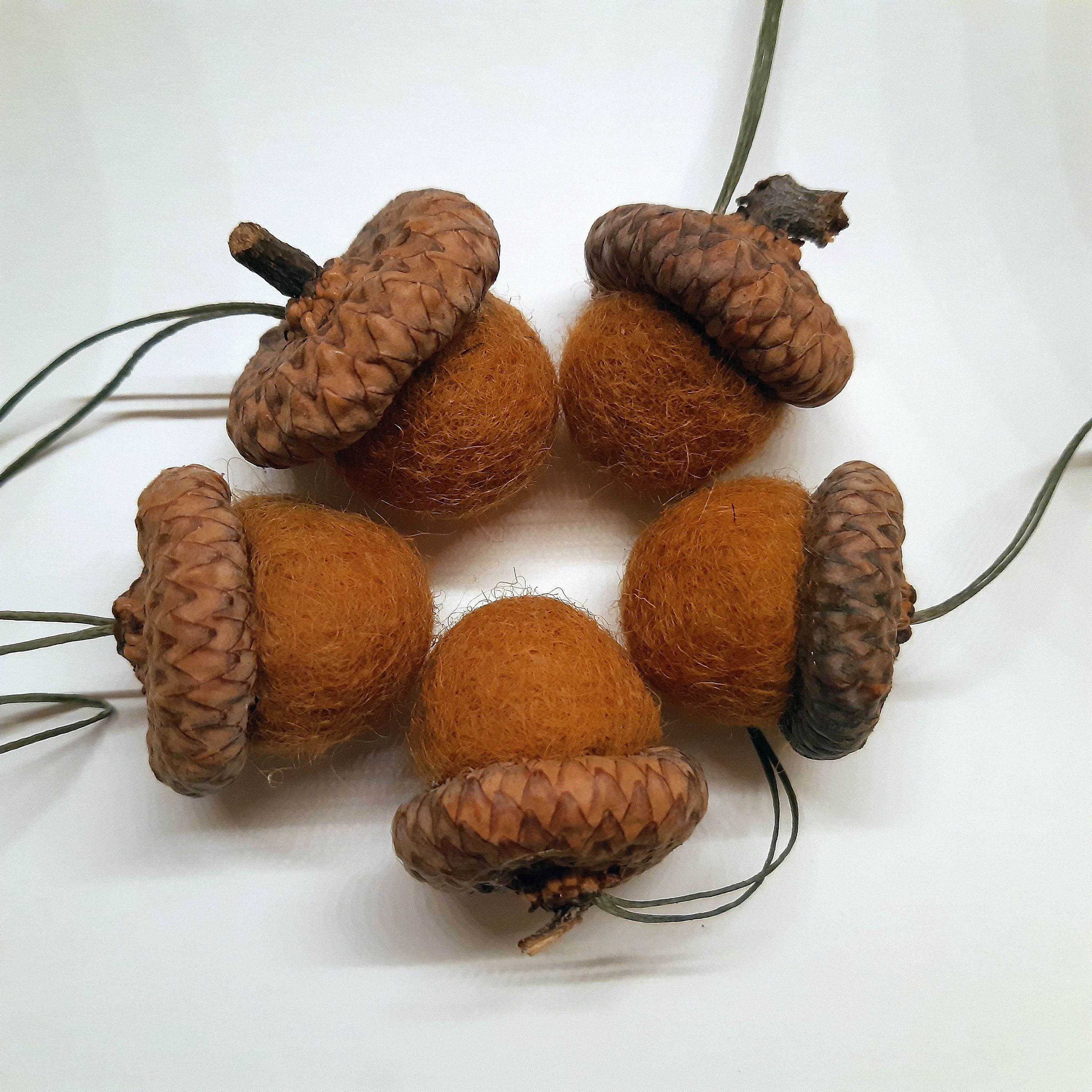 🌰Set of 5 Handmade Wool Felt Acorn Ornaments
