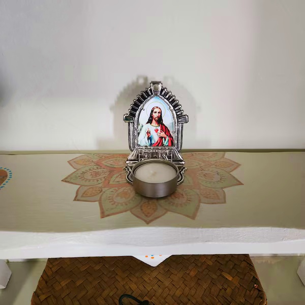 Candle holder- Jesus/Our Lady