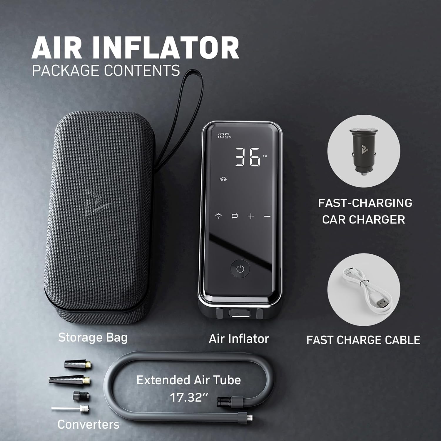 DENVIX Tire Inflator Portable Air Compressor 2X Faster Inflation Cordless Air Compressor