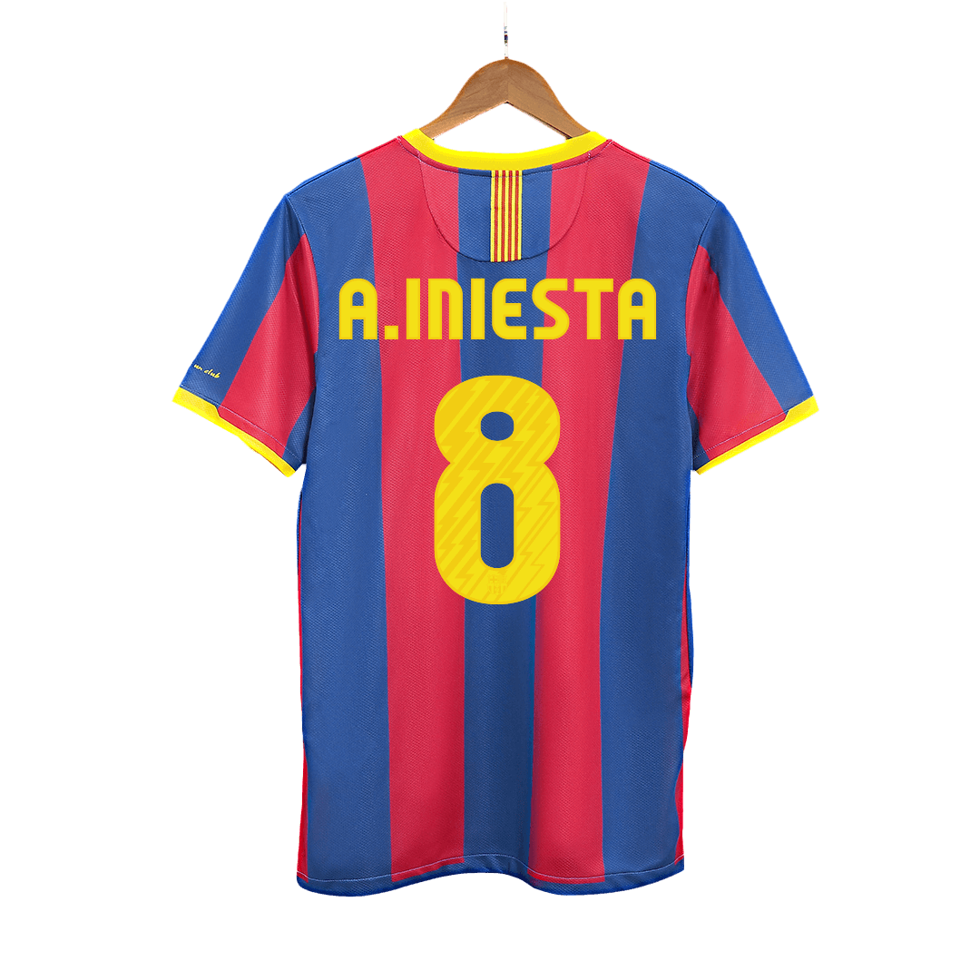 A.INIESTA #8 Barcelona Retro Home Football Shirt 2010/11
