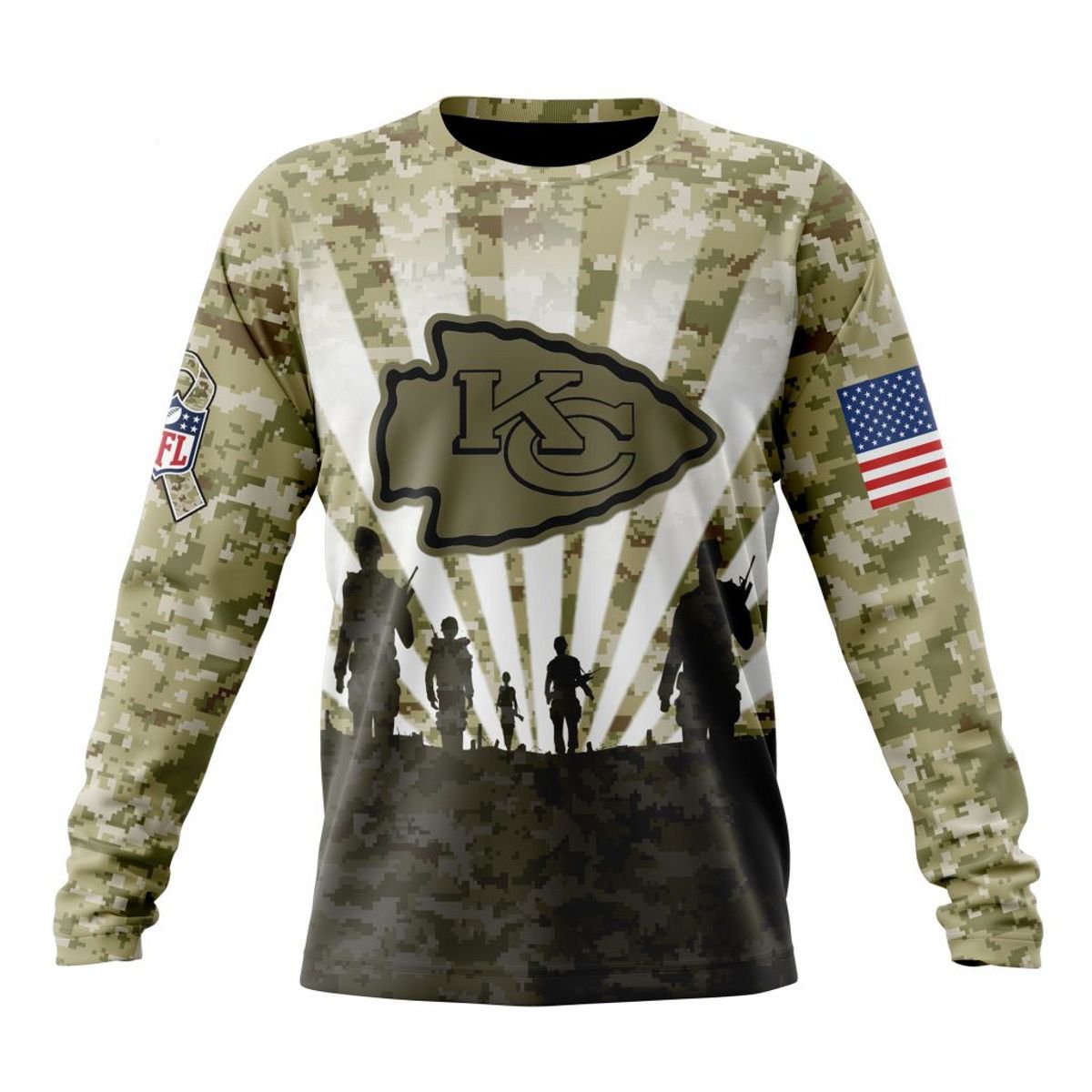 KANSAS CITY CHIEFS 3D HOODIE HONOR VETERANS