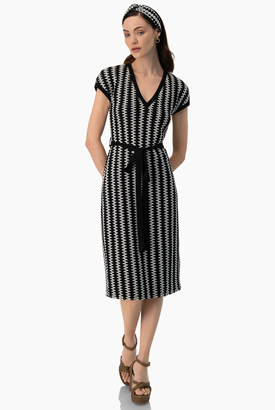 Vestido midi de escote en V
