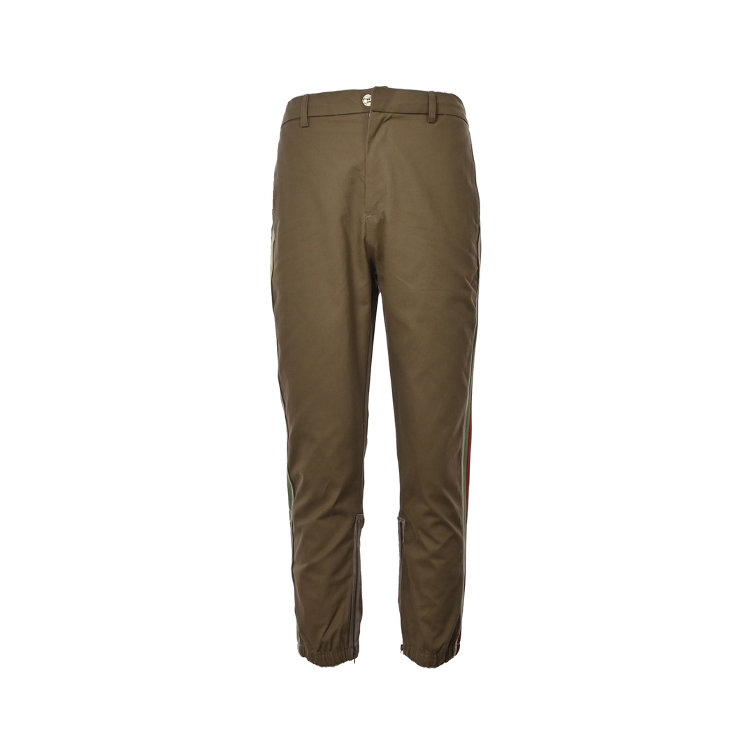 Gucci Khaki Web Cotton Trousers