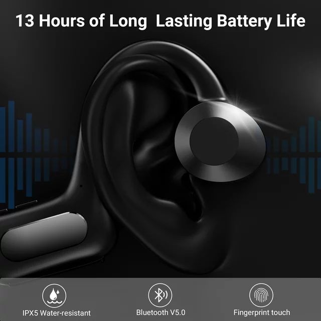 Bone Conduction Headphones Bluetooth 5.0,Wireless Open Ear Headphones with Built-in Mic,Waterproof Earphones,Sweatproof Sports Headset for Running,Cycling,Hiking,Gym,Climbing & Driving