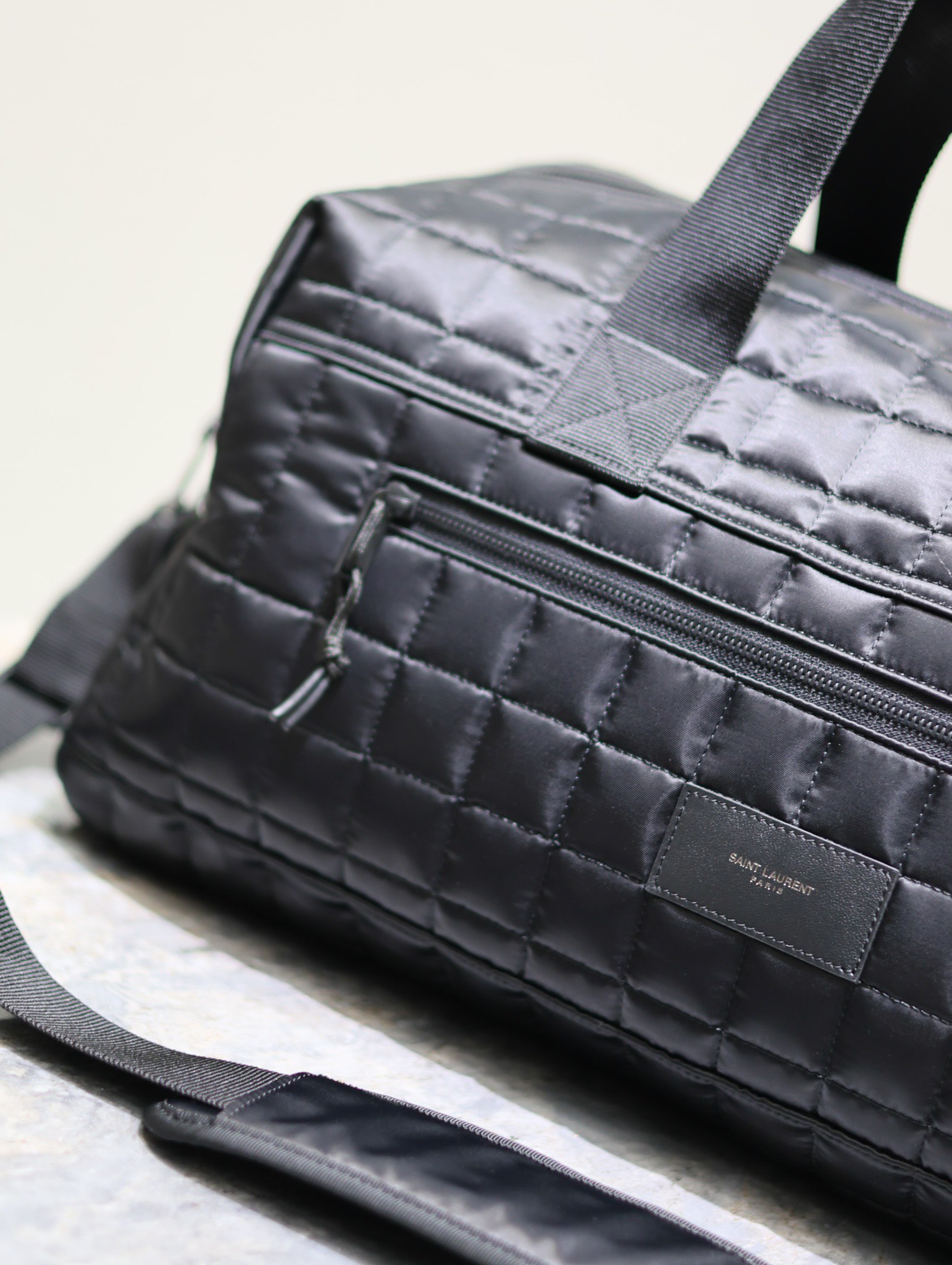 Yves Saint Laurent Plaid Nylon Travel Tote Bag 581374