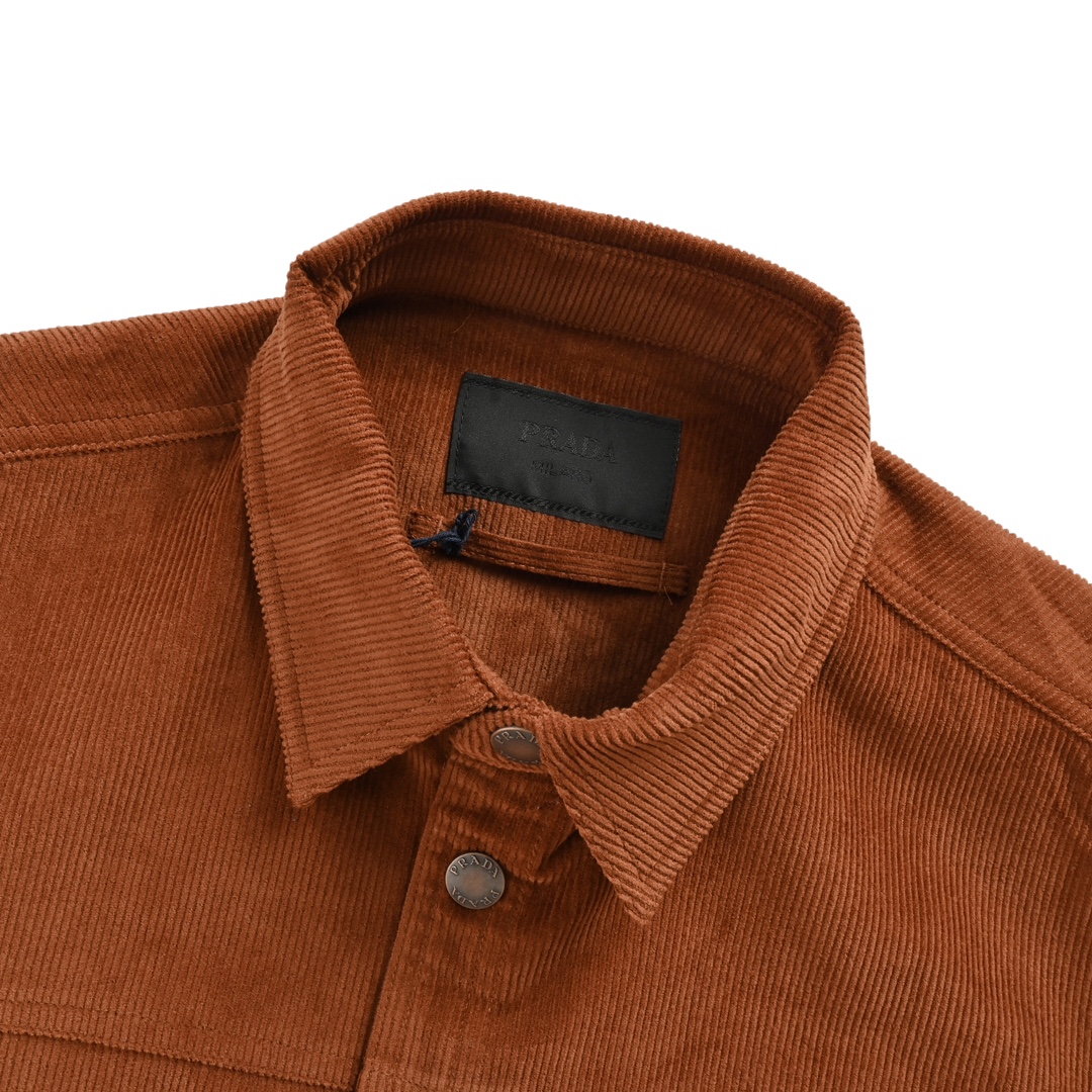 Prada 24Fw triangle logo corduroy shirt jacket