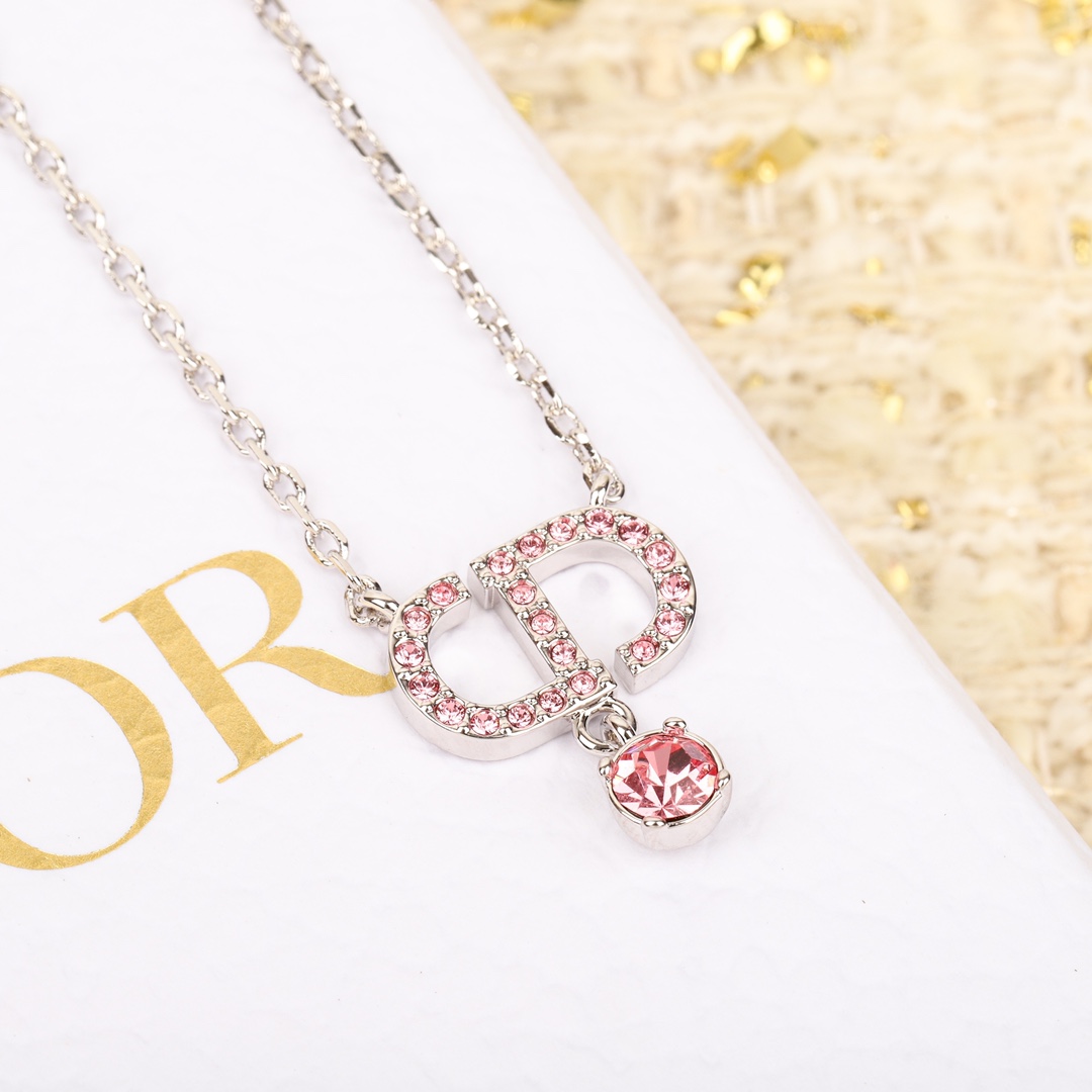 Dior diamond CD pink diamond necklace