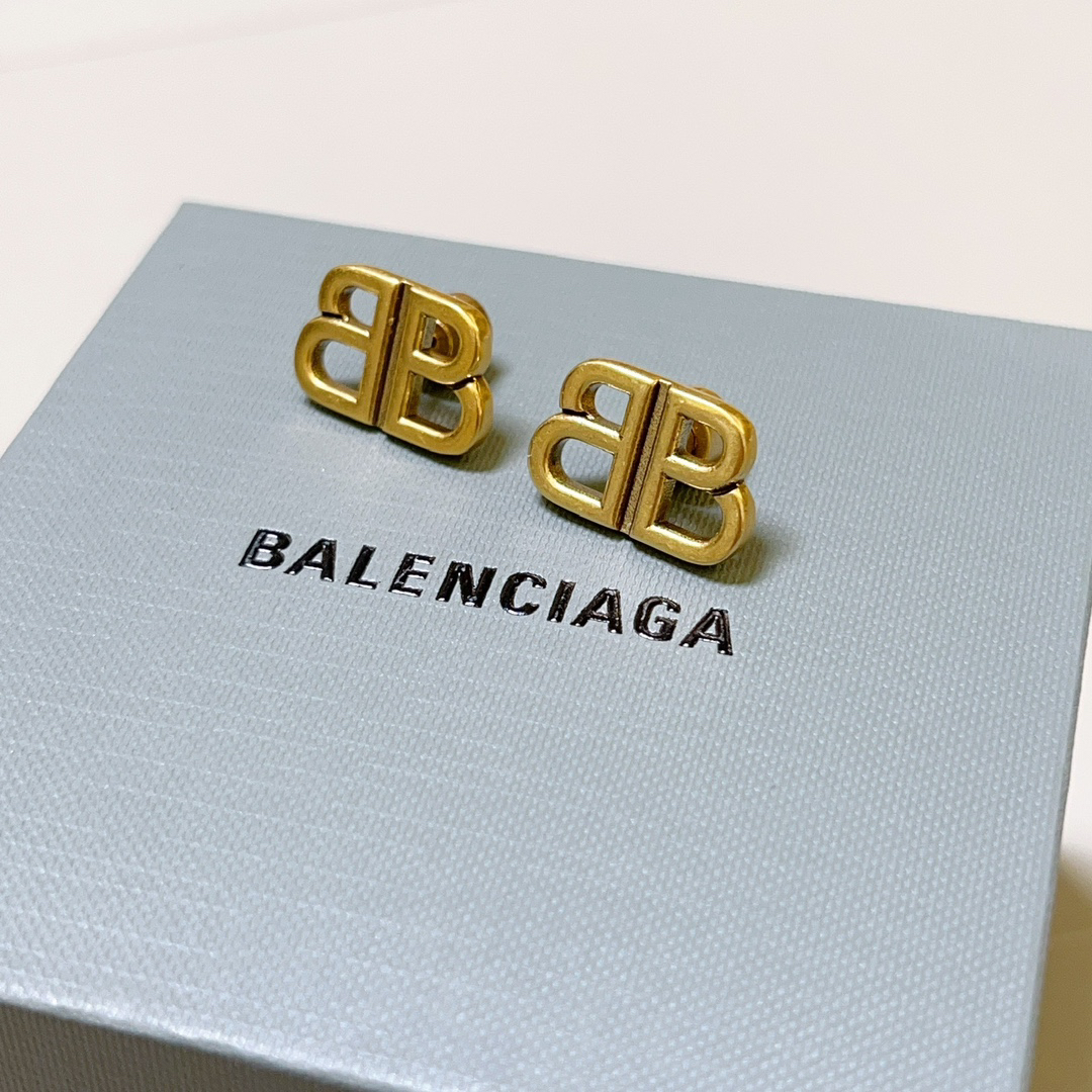 Balenciaga BB gold-tone earrings