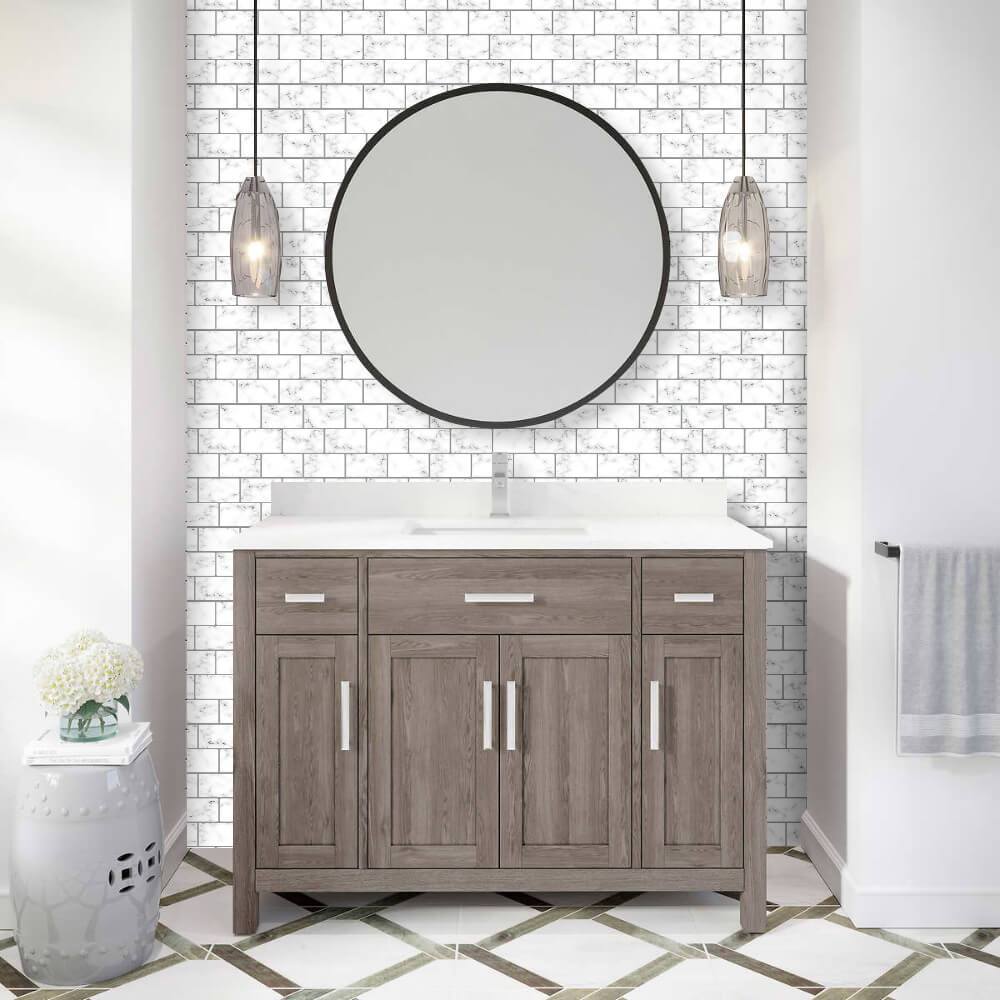 Carrara Marble Subway Peel and Stick Backsplash Tile