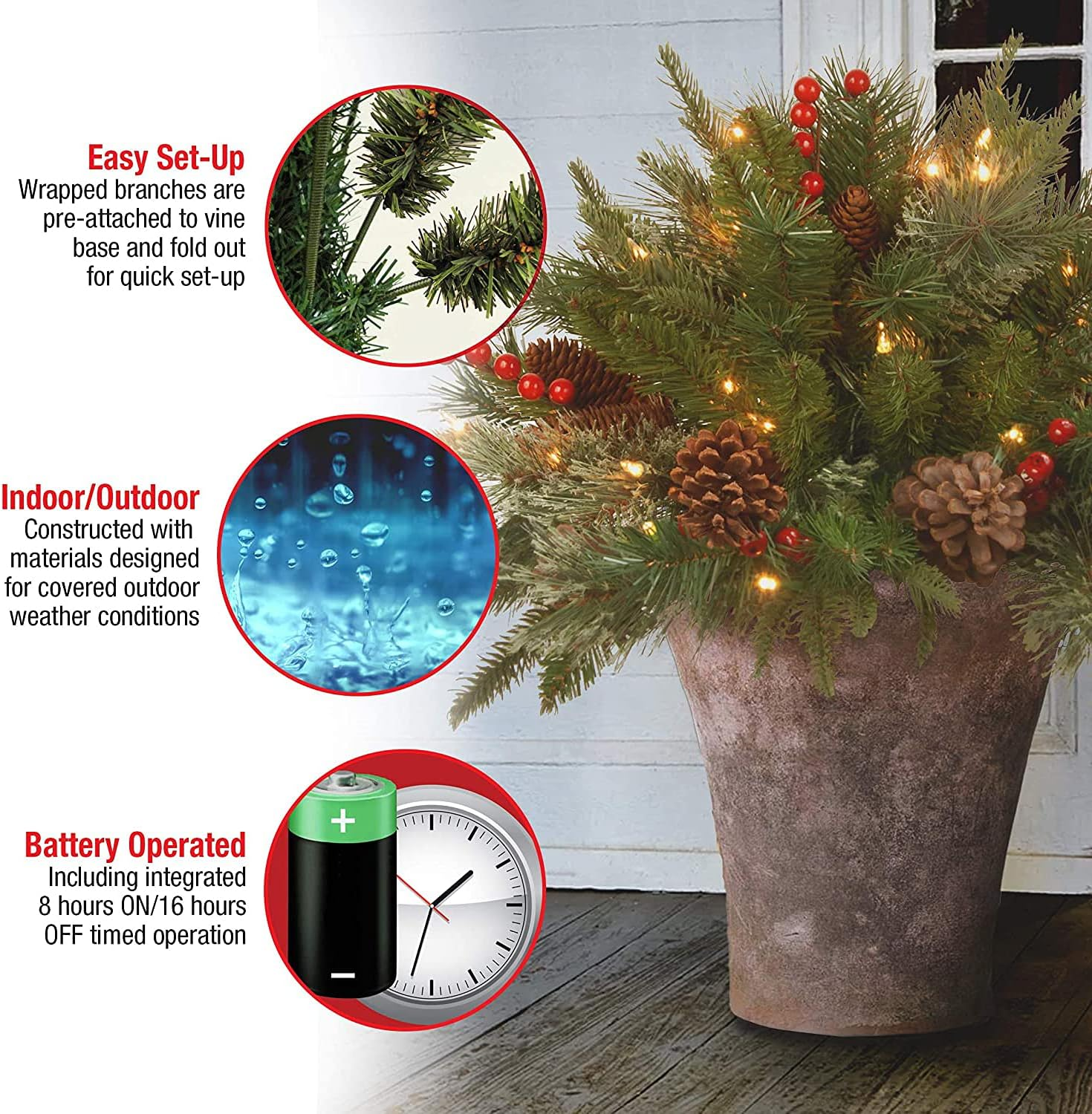 复制🎄CHRISTMAS ON SALE🔥Pre-lit Artificial Christmas Tree Feel Real Urn Filler