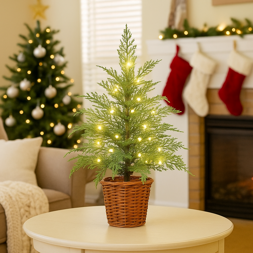 🎄Early Christmas Sale🔥Pre-Lit Green Cypress Artificial Christmas Tree