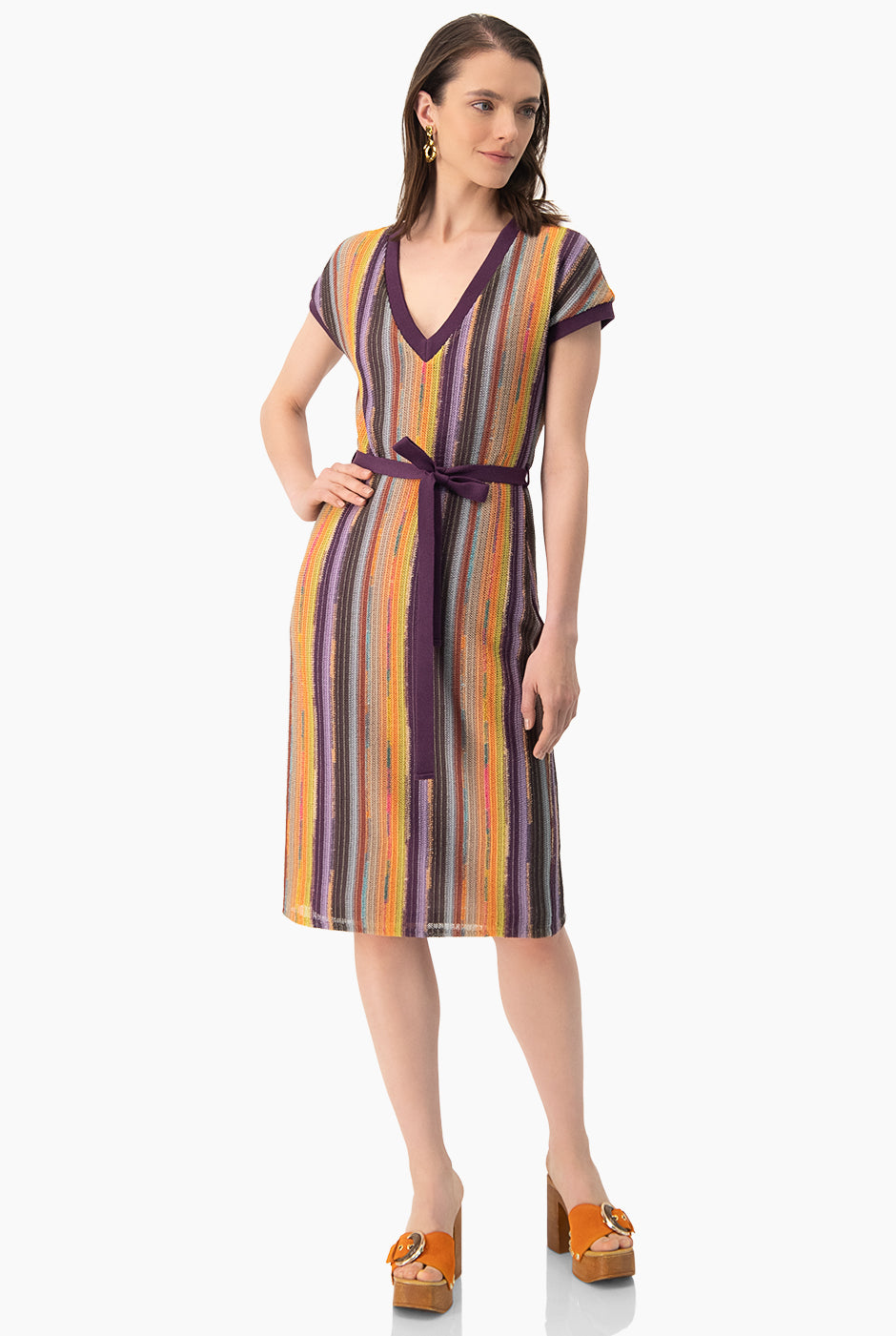 Vestido midi tejido escote en V