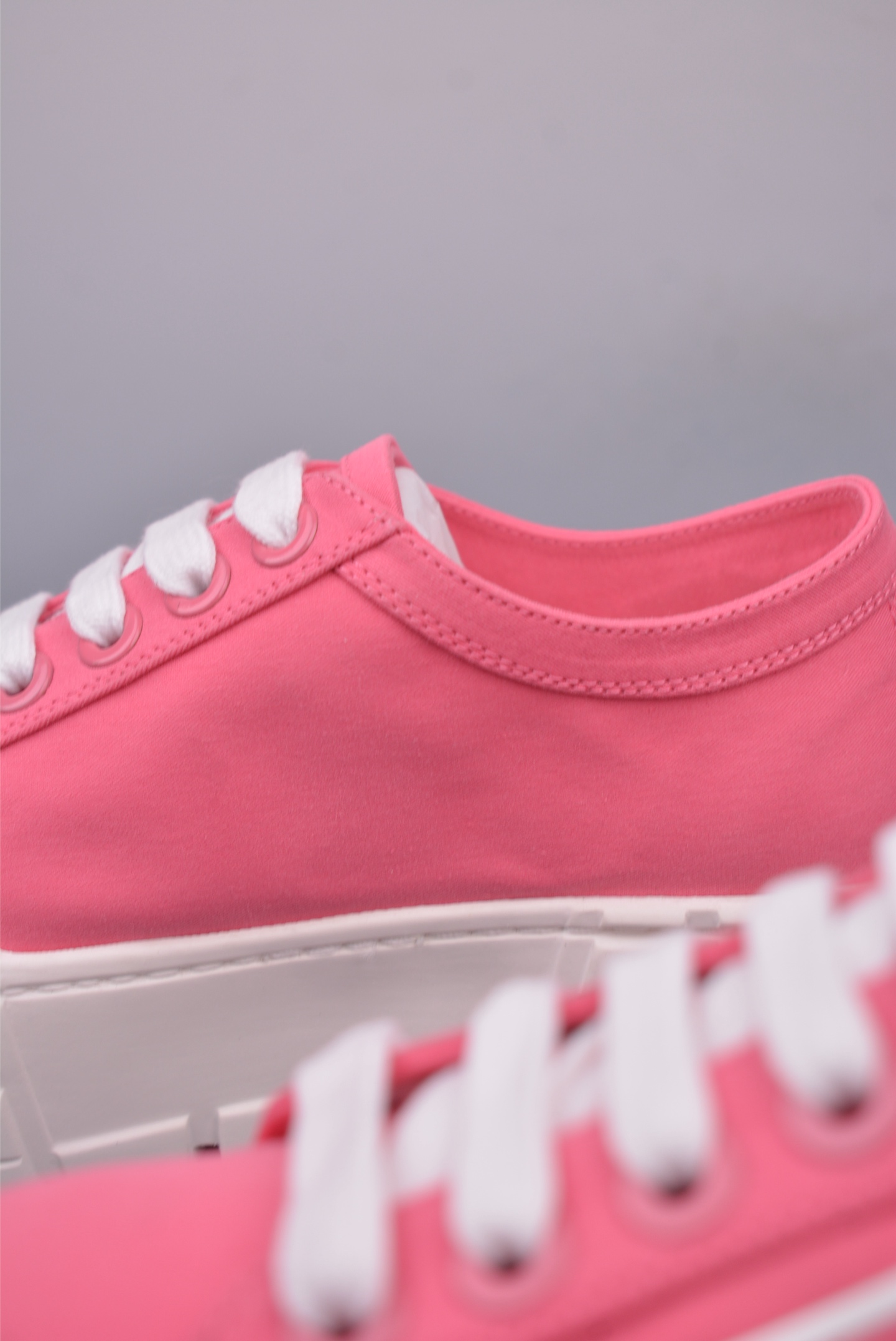 Prada Nylon Gabardine Low Sneakers Canvas Pink White SPAZZOL