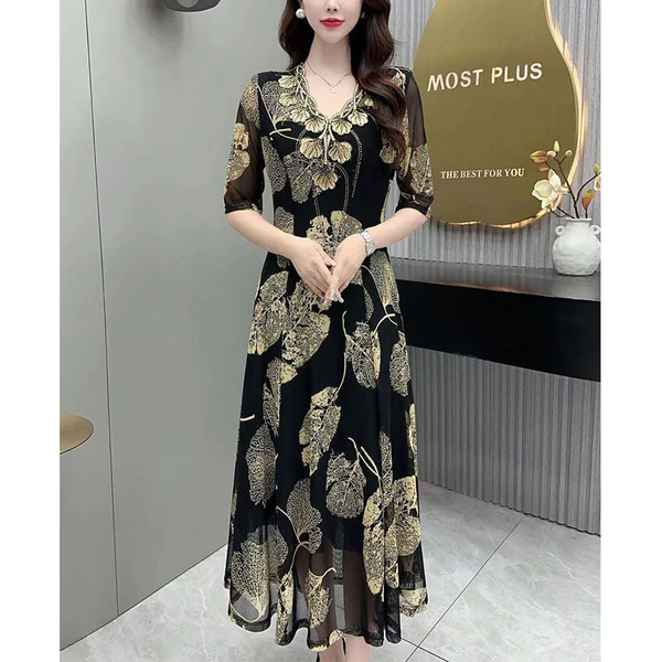 🔥Hot sale 30.99🔥✨[Best Gift For Her] Women's V-Neck Floral Waist-Slimming Long Dress（40%OFF)