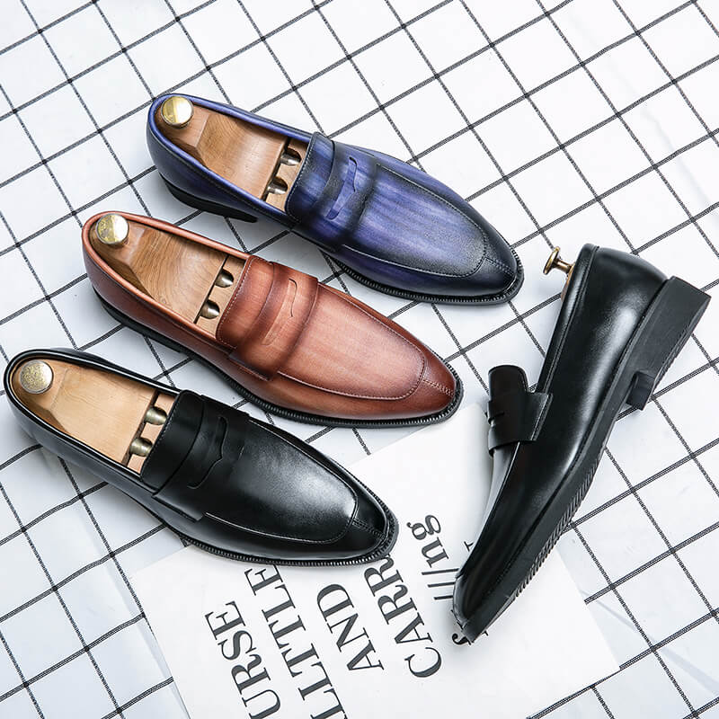 Men's Classic Pointed Toe Leather Loafers