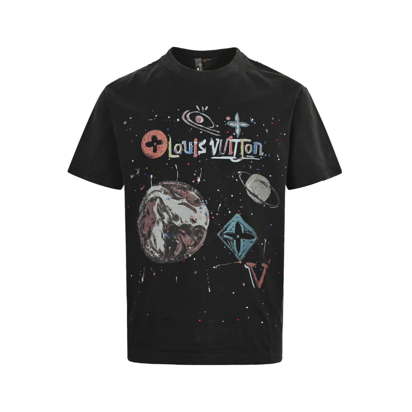 Louis Vuitton 25ss starry sky ink rendering print short sleeve