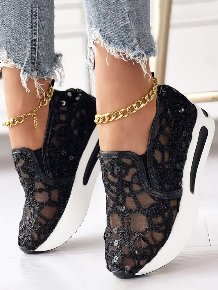 Sequin Slip On Muffin Sneakers