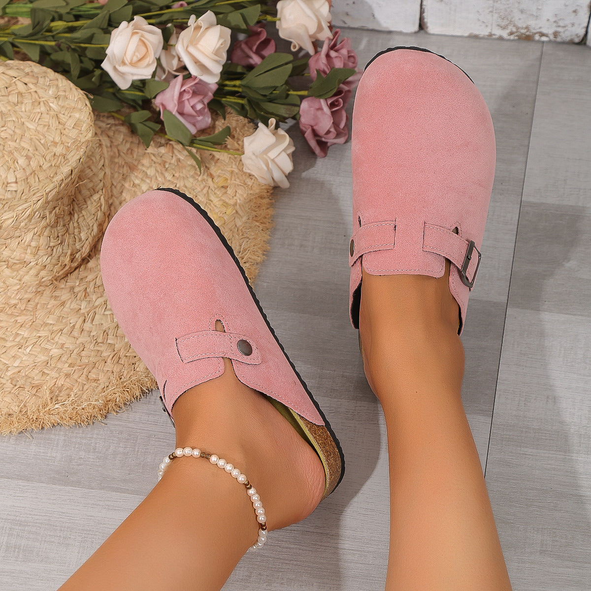 Retro Square Toe Women's Slippers with Thick Soles