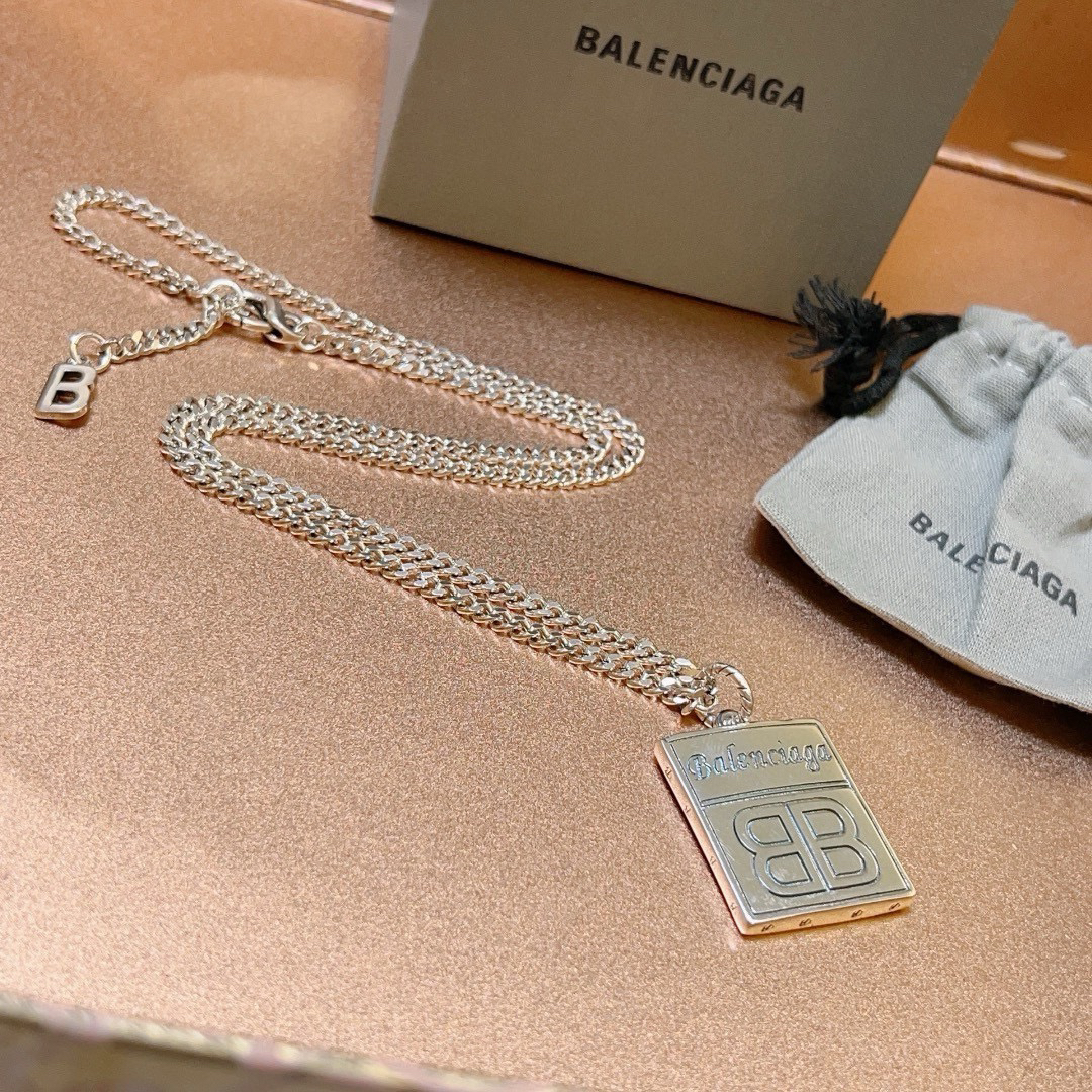Balenciaga BB Square Chain Necklace