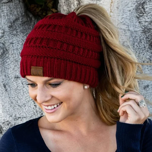 HOT SALE🔥Soft Knit Ponytail Beanie