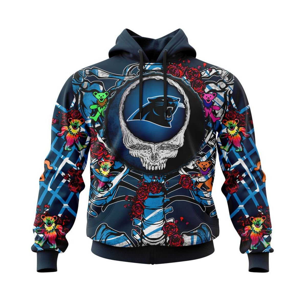 CAROLINA PANTHERS 3D HOODIE MIX GRATEFUL DEAD