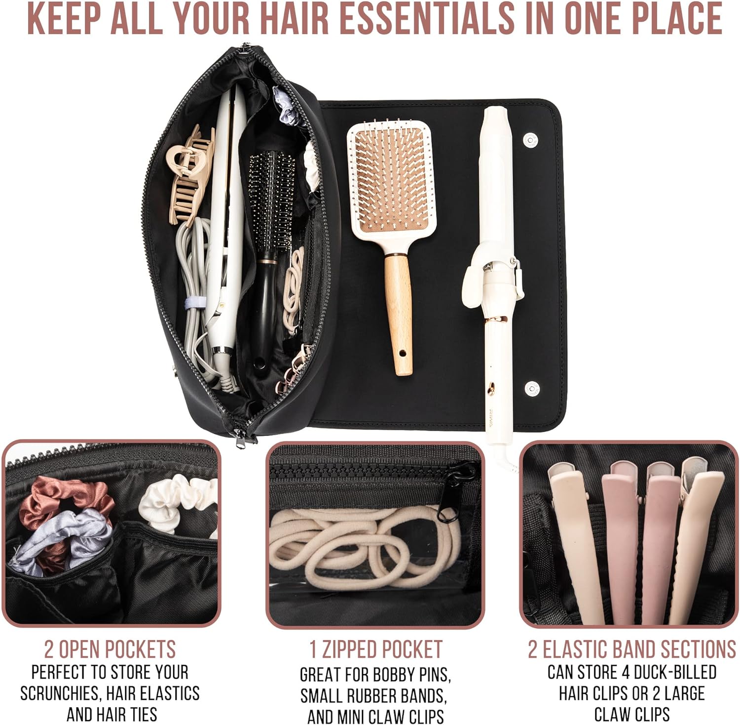 Large Capacity Hair Tools Travel Bag Heat Resistant Mat for Flat Irons
