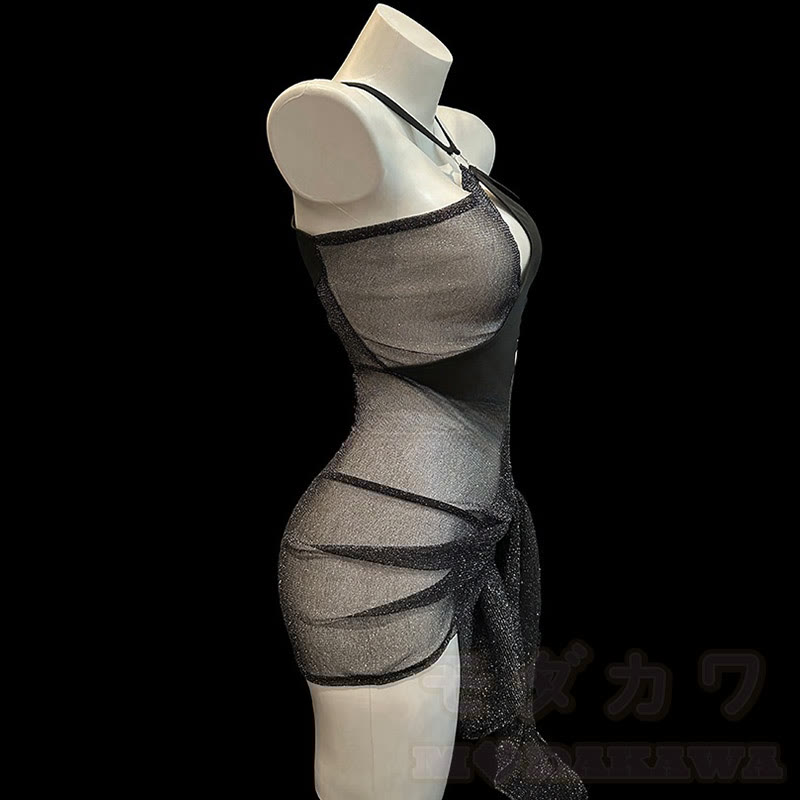 Mesh See-through Hollow Out Lingerie Dress