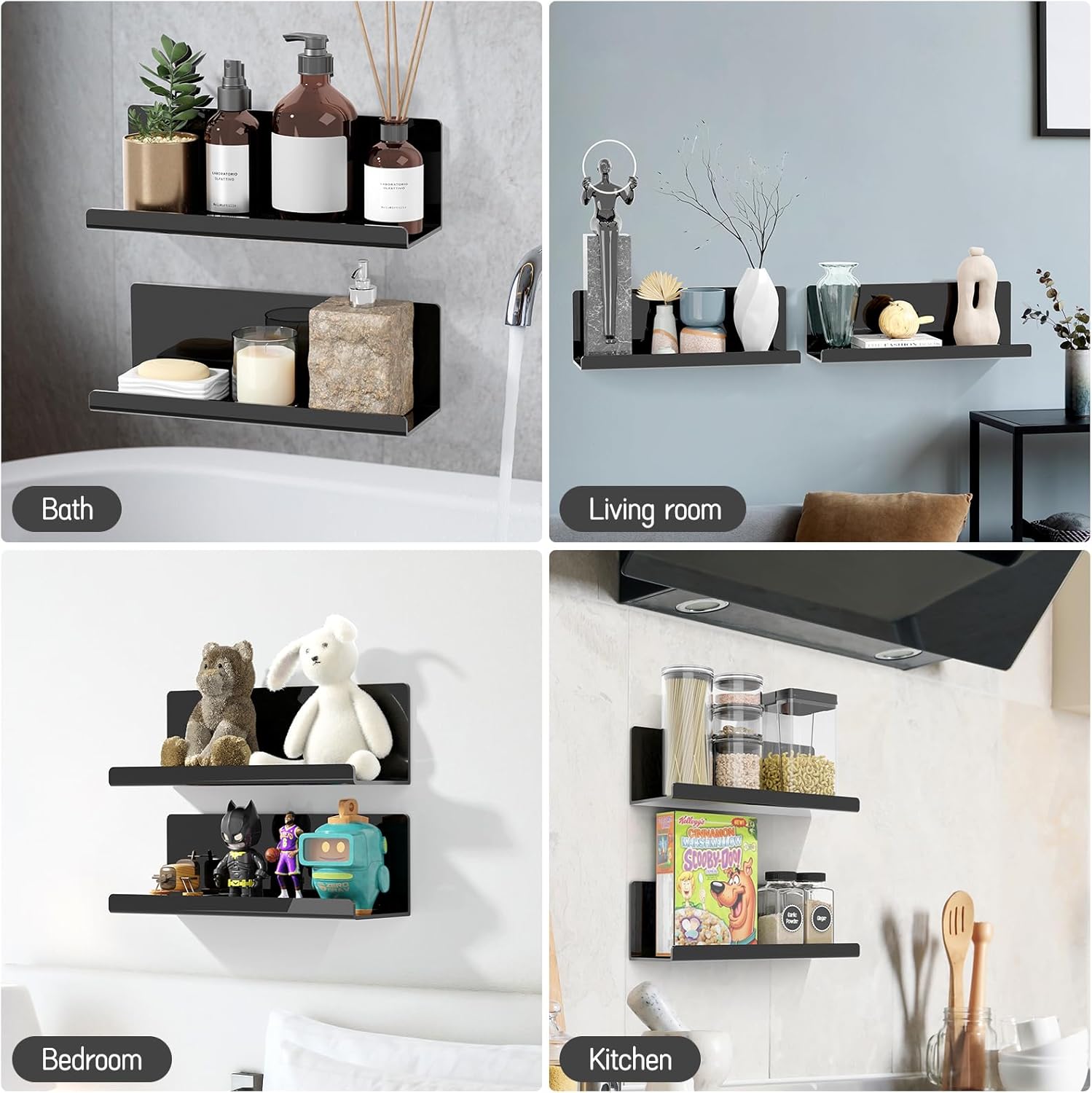 Acrylic Floating Shelves for Wall No Drilling