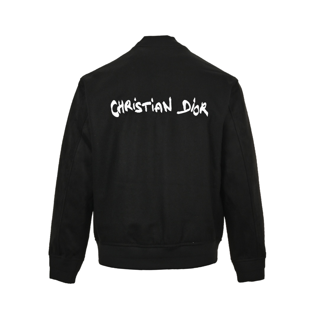 Dior 24Fw front and back embroidered lettering baseball jacket