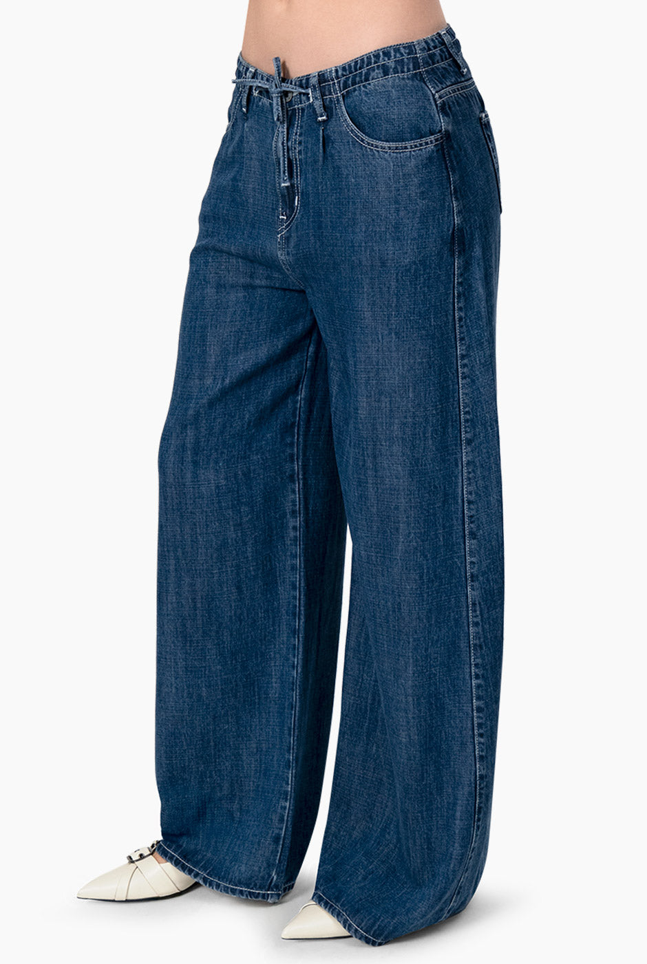 Jeans de pierna amplia y jareta