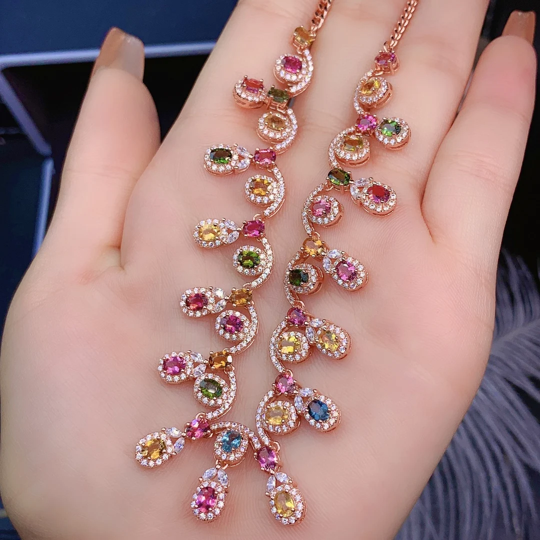 Tourmaline Stone Necklace Women's Silver 925 Jewelry Quality Perfect free delivery women's gem Christmas gift necklace Pendant