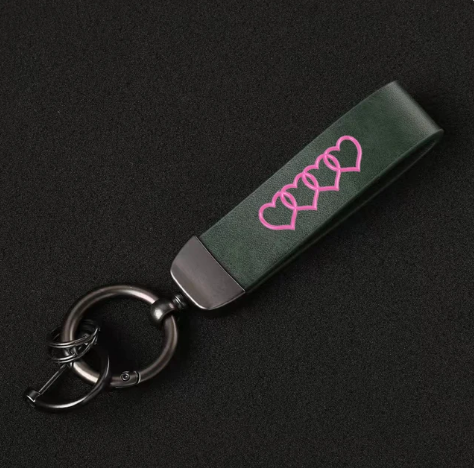Leather Keyring  Buckle Hearts