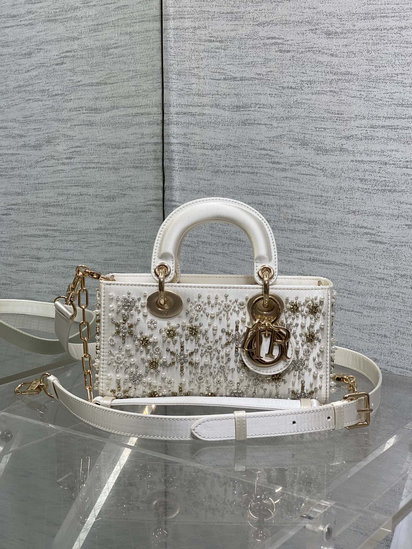 Dior Lady Limited Edition Heavy Beads Horizontal Version Princess Diana Bag