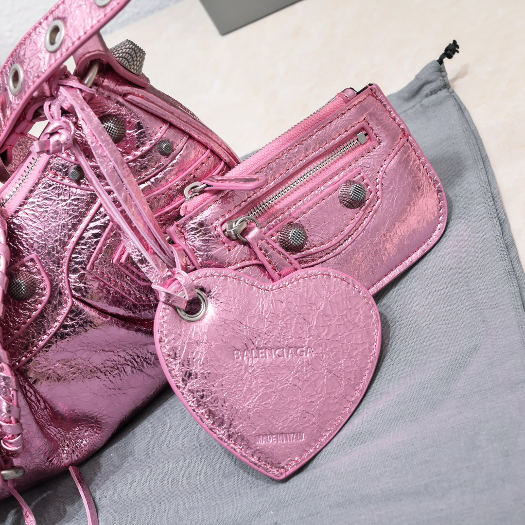 Balenciaga Crescent Bag Small Metallic Pink