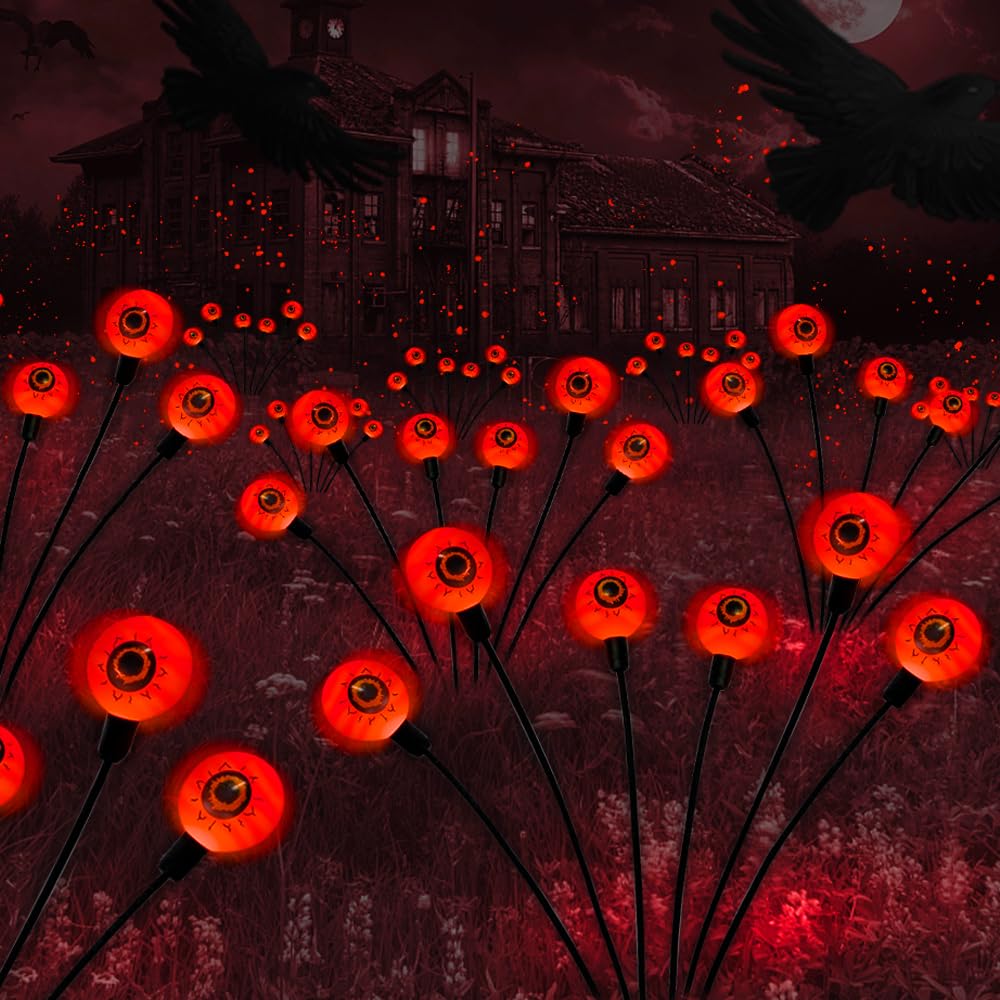 💥ON SALE💥6 LED Green Solar Scary Swaying Eyeball Firefly Lights Waterproof ✨