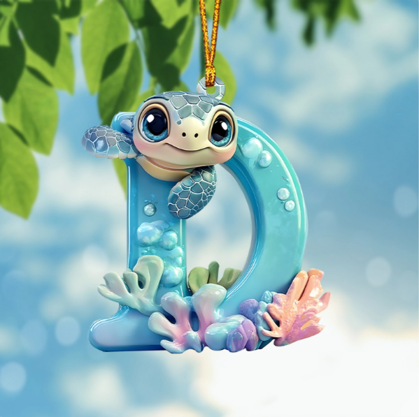 Cute Turtle Letter Shaped Ornament