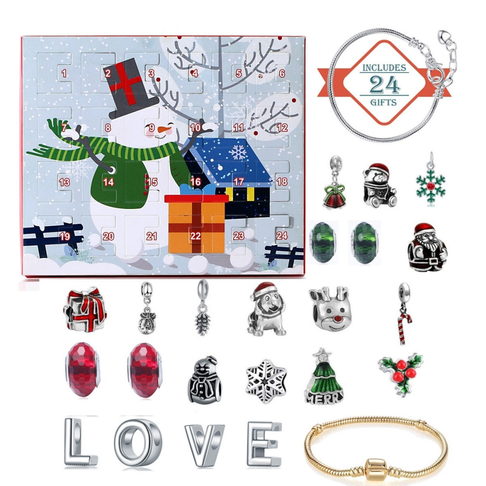 (The best gift for kids in 2024🎁) 24-piece DIY Christmas Advent Calendar Bracelet Set Blind Box🎄
