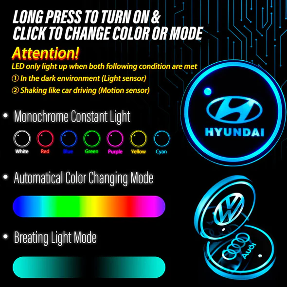 🚗Rainbow Light LED Car Coaster