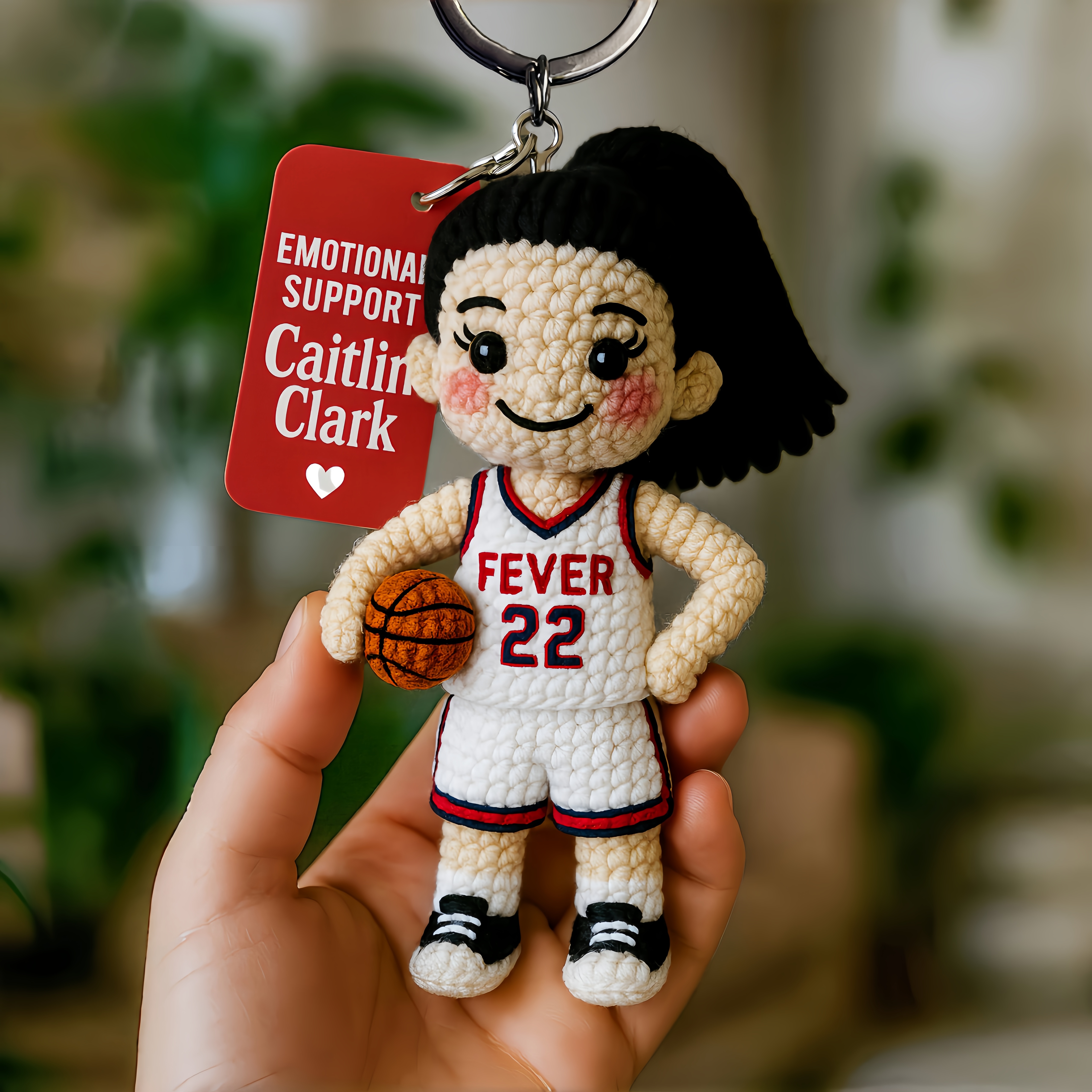 Caitlin Clark Emotional Support Crochet Keychain