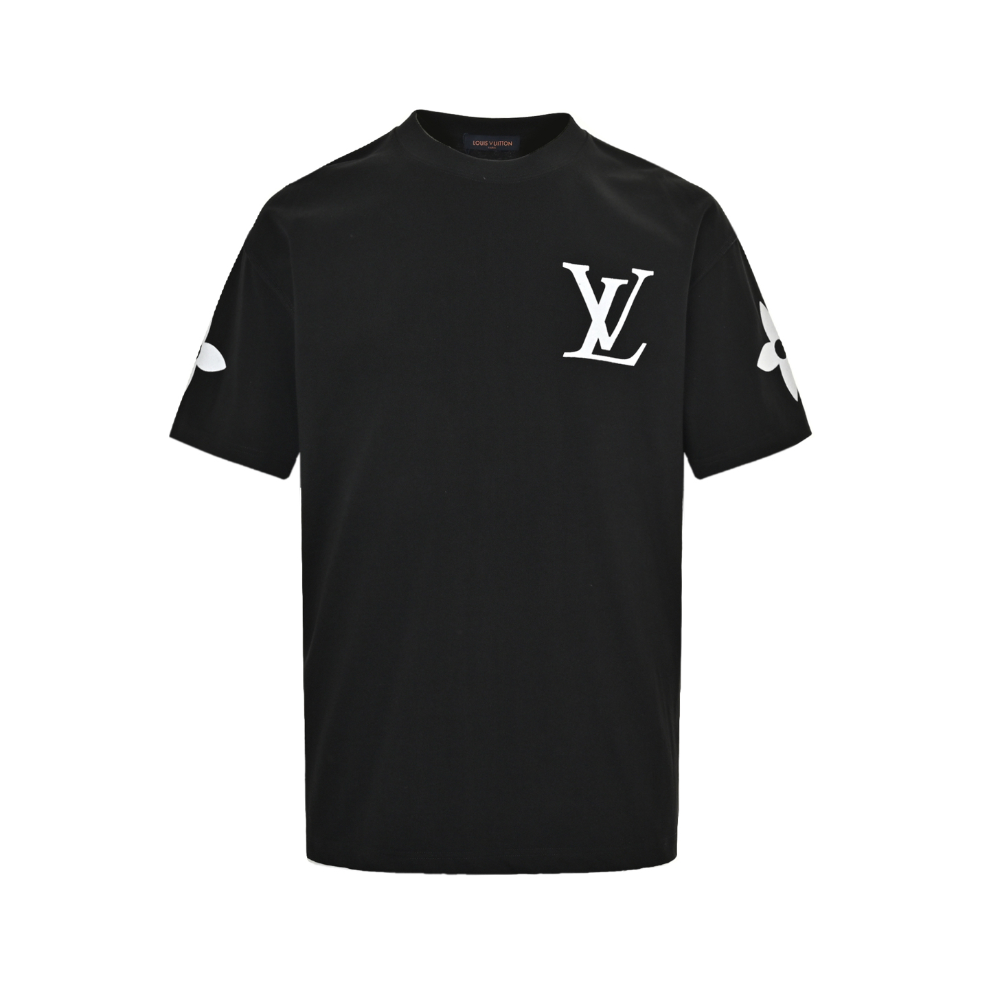 Louis Vuitton 25ss four-leaf clover rhinestone logo flocked short sleeve