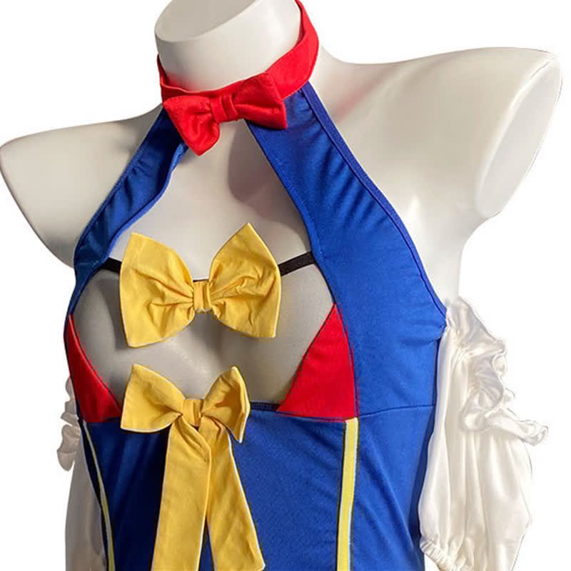 Cosplay Maid See Though Bowknot Lingerie Stockings Set