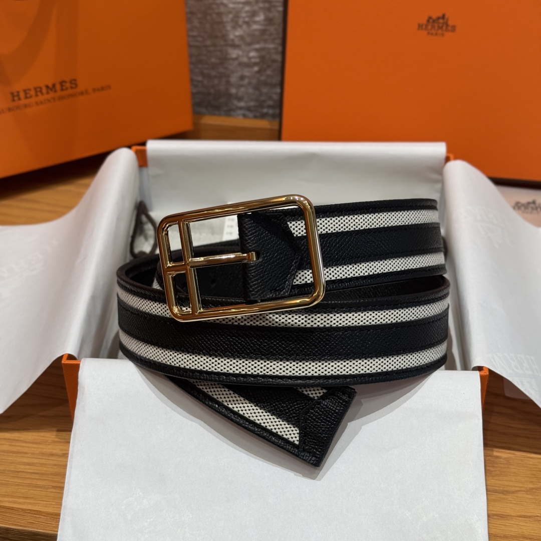 Hermès Half Cod Riviera double-faced leather belt, 3.8cm wide