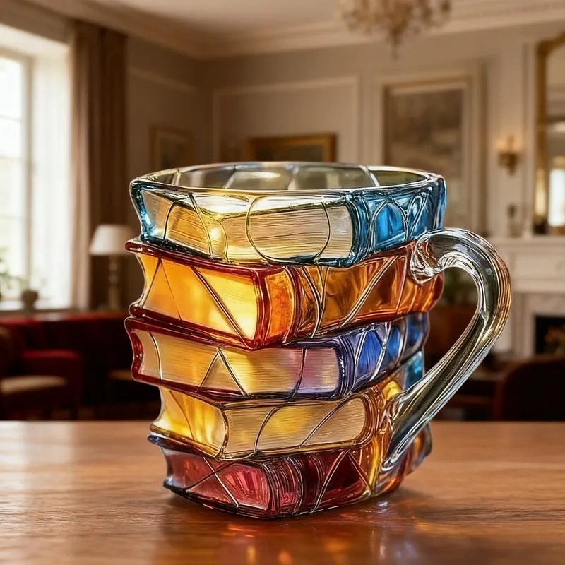 Painted Glass Book Mug