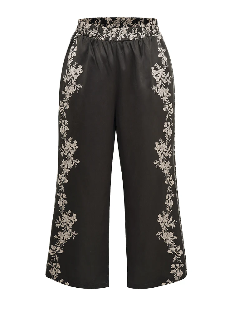 Boho Print Pocket Elastic Waist Pants