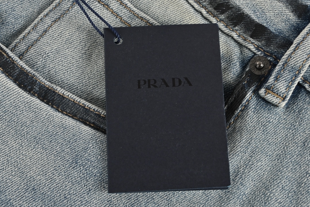 Prada Back Sketch Triangle Logo Jeans