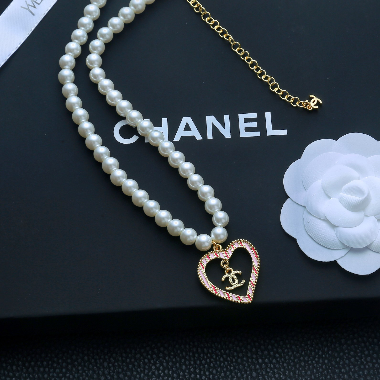 Chanel Pearl Heart Necklace