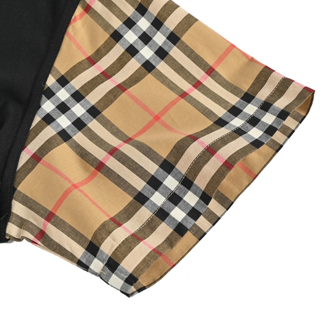 Burberry classic plaid sleeves spliced ​​short sleeves