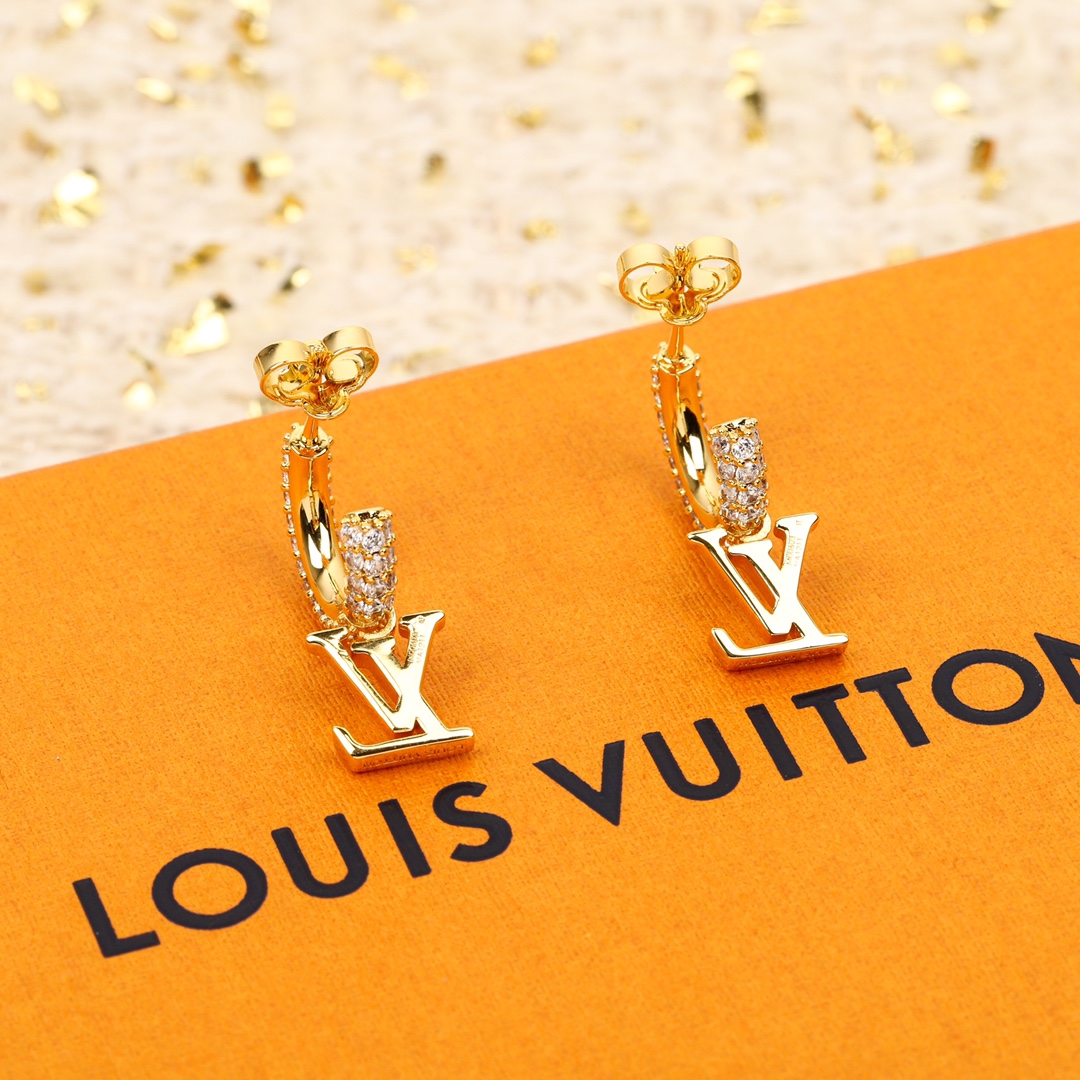 Louis Vuitton Full Diamond Half Circle Earrings
