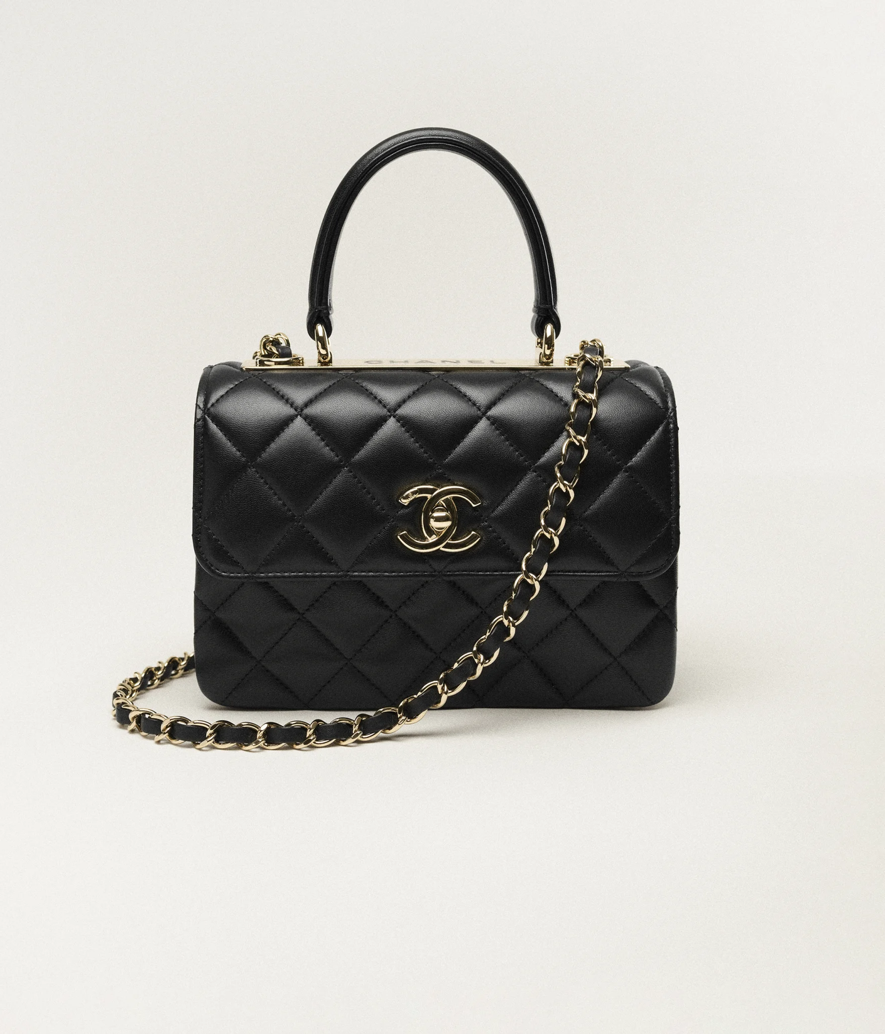 Chanel Mini Flap Bag with Top Handle Lambskin & Gold-Tone Metal Black AS4654-Y60767-94305